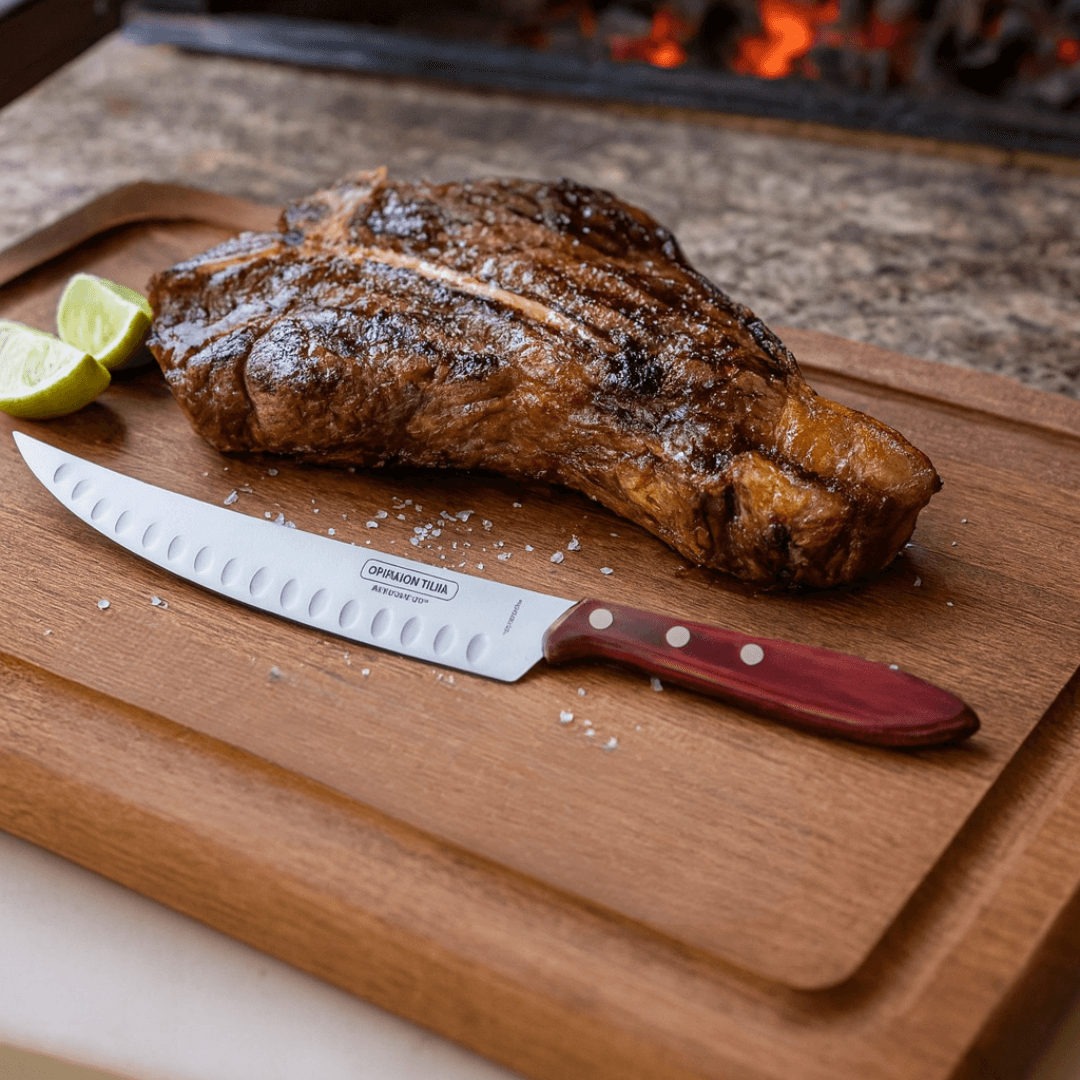 Faca para Carne Butcher em Aço Inox com Cabo Vermelho Polywood Tramontina