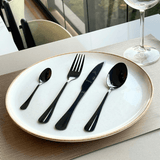 Faqueiro 24 Peças de Aço Inox Positano Preto Ônix - Ela Decora