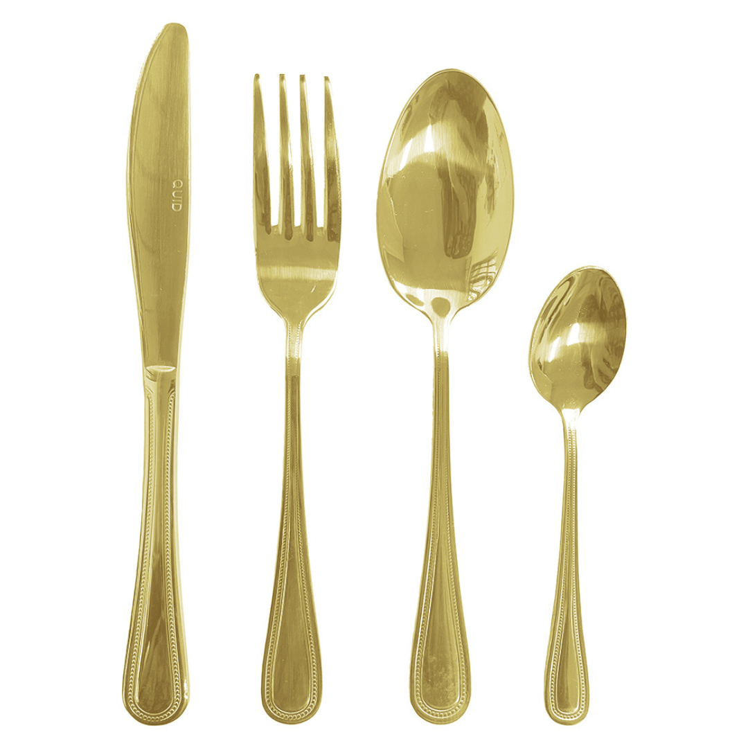 Faqueiro 24 Peças Sicilia em Aço Inox Dourado - Ela Decora