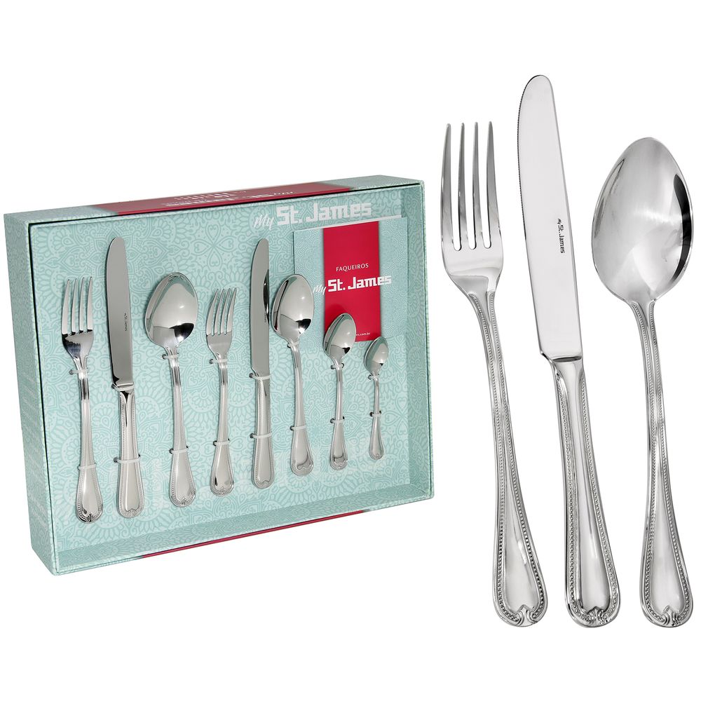Faqueiro Belle Inox 48 Peças St James - Ela Decora