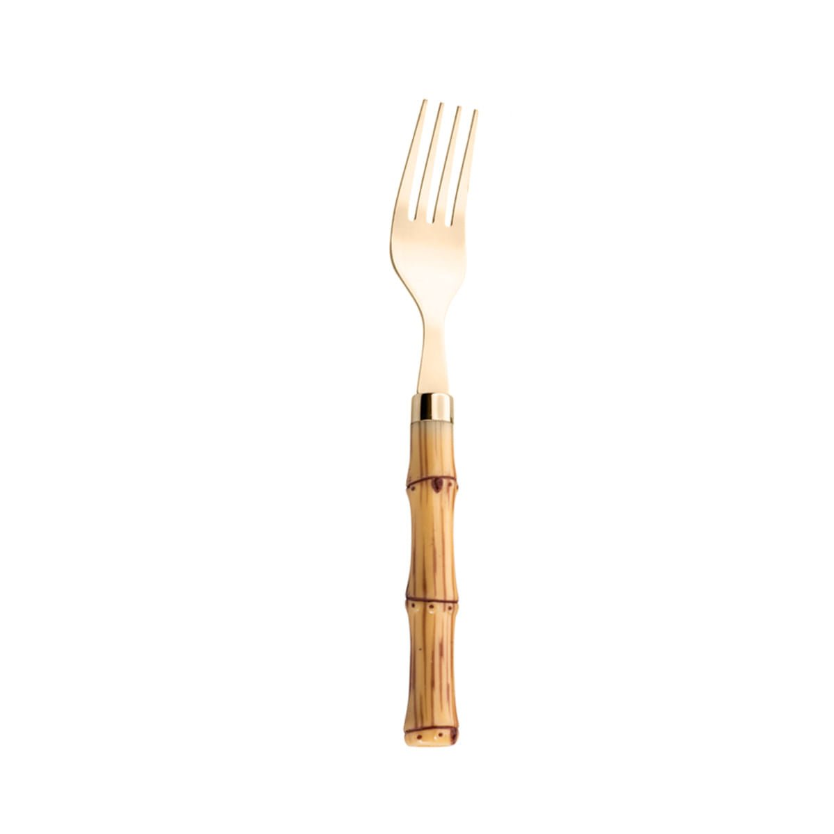 Faqueiro de Aço Inox com Cabo Plástico Bambu Dourado 24 Peças - Ela Decora