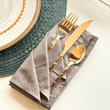 Faqueiro Elegant Estilo Bambu em Aço Inox Champanhe 16 Peças