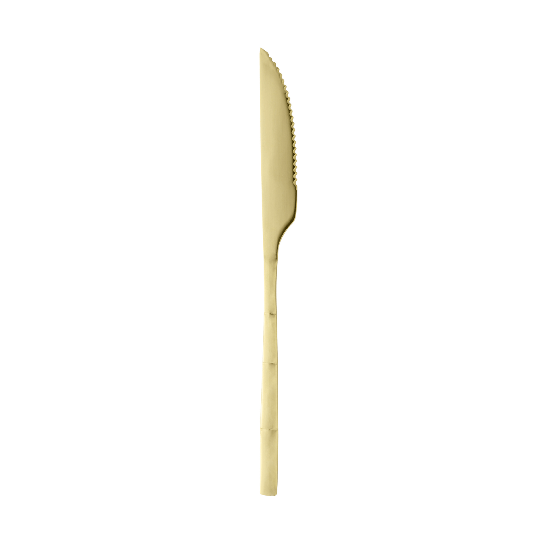 Faqueiro Elegant Estilo Bambu em Aço Inox Champanhe 16 Peças - Ela Decora
