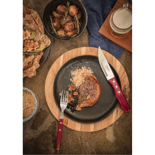 Faqueiro para Churrasco Jumbo em Aço Inox com Cabo Vermelho Polywood 12 Peças Tramontina - Ela Decora