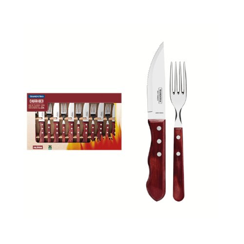 Faqueiro para Churrasco Jumbo em Aço Inox com Cabo Vermelho Polywood 12 Peças Tramontina - Ela Decora