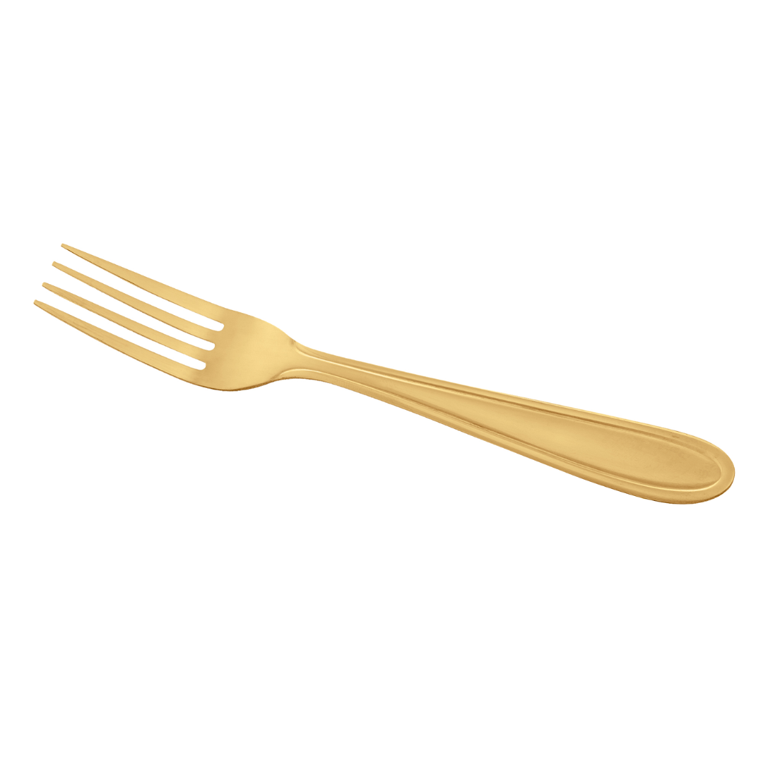 Garfo de quatro dentes em aco inox com revestimento dourado