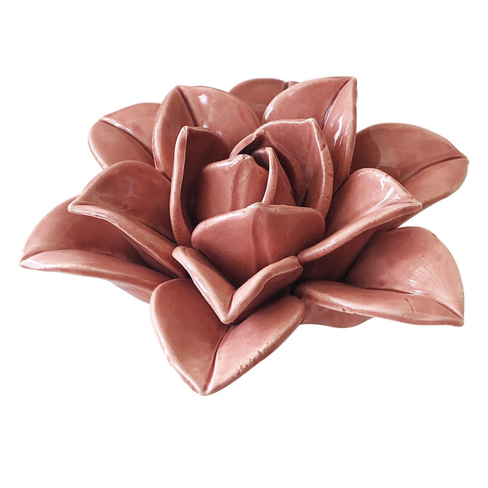 Flor Decorativa em Cerâmica Rosa BTC Decor DL0048 - Ela Decora
