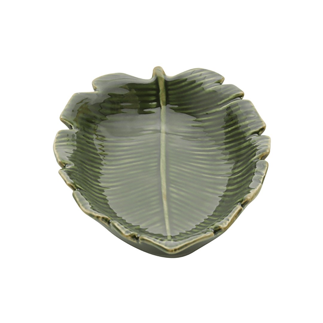 Folha Decorativa De Cerâmica Banana Leaf Verde 16 cm - Ela Decora
