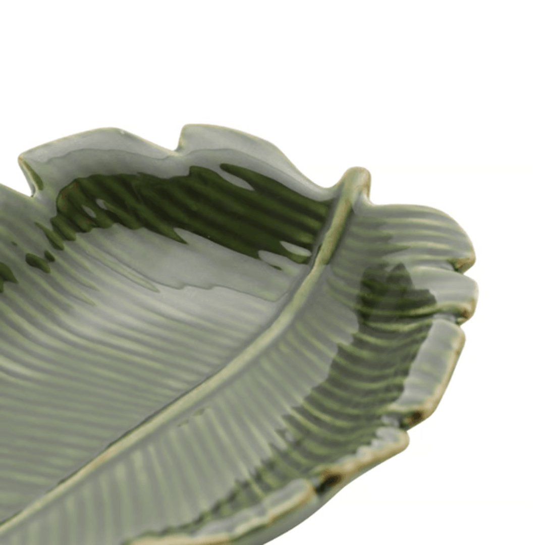 Folha Decorativa De Cerâmica Banana Leaf Verde 16 cm - Ela Decora