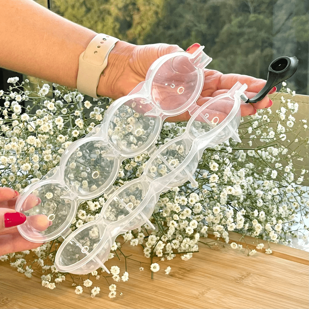 Forma para Gelo 4 Cavidades Redondas de Plástico 250ml - Ela Decora