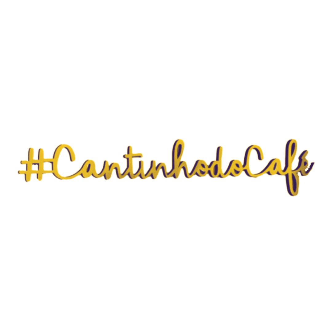 Frase Decorativa #CantinhodoCafe Mdf Dourada - 50 x 9,8 cm - Ela Decora