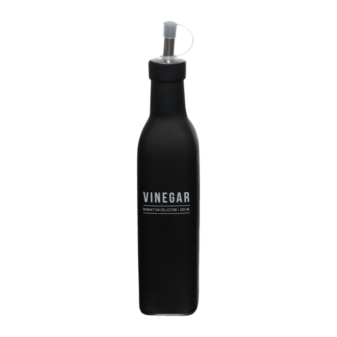 Galheteiro para Vinagre de Vidro Manhattan Preto 300ml - Ela Decora