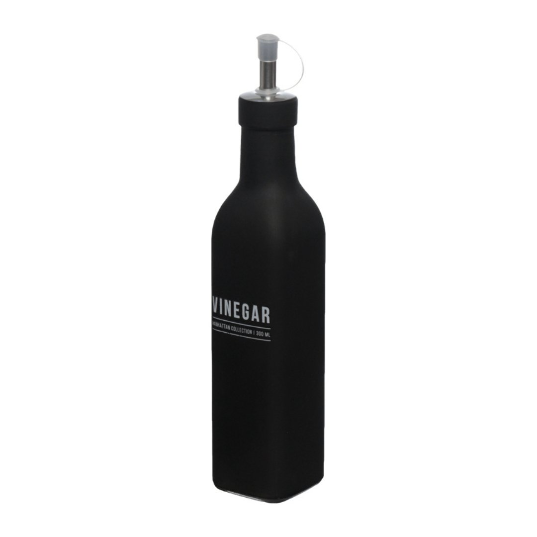 Galheteiro para Vinagre de Vidro Manhattan Preto 300ml - Ela Decora