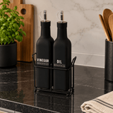 Galheteiro de Vidro Manhattan Preto 300ml 3 Peças