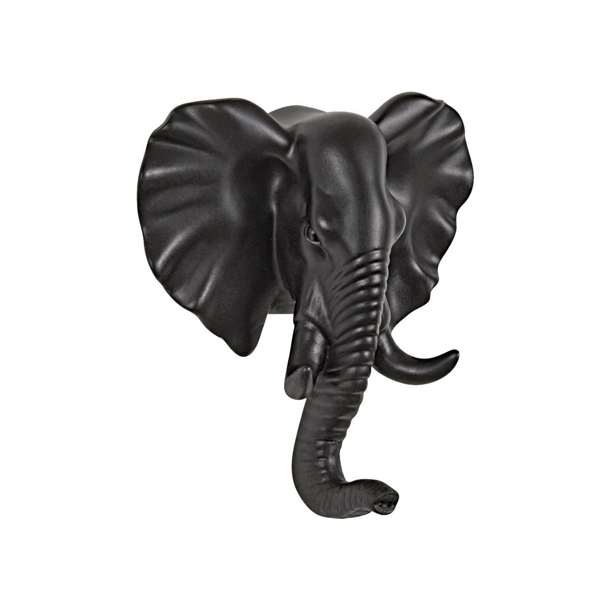 Gancho de Parede Elefante em Resina Preto - 10,5 cm - Ela Decora