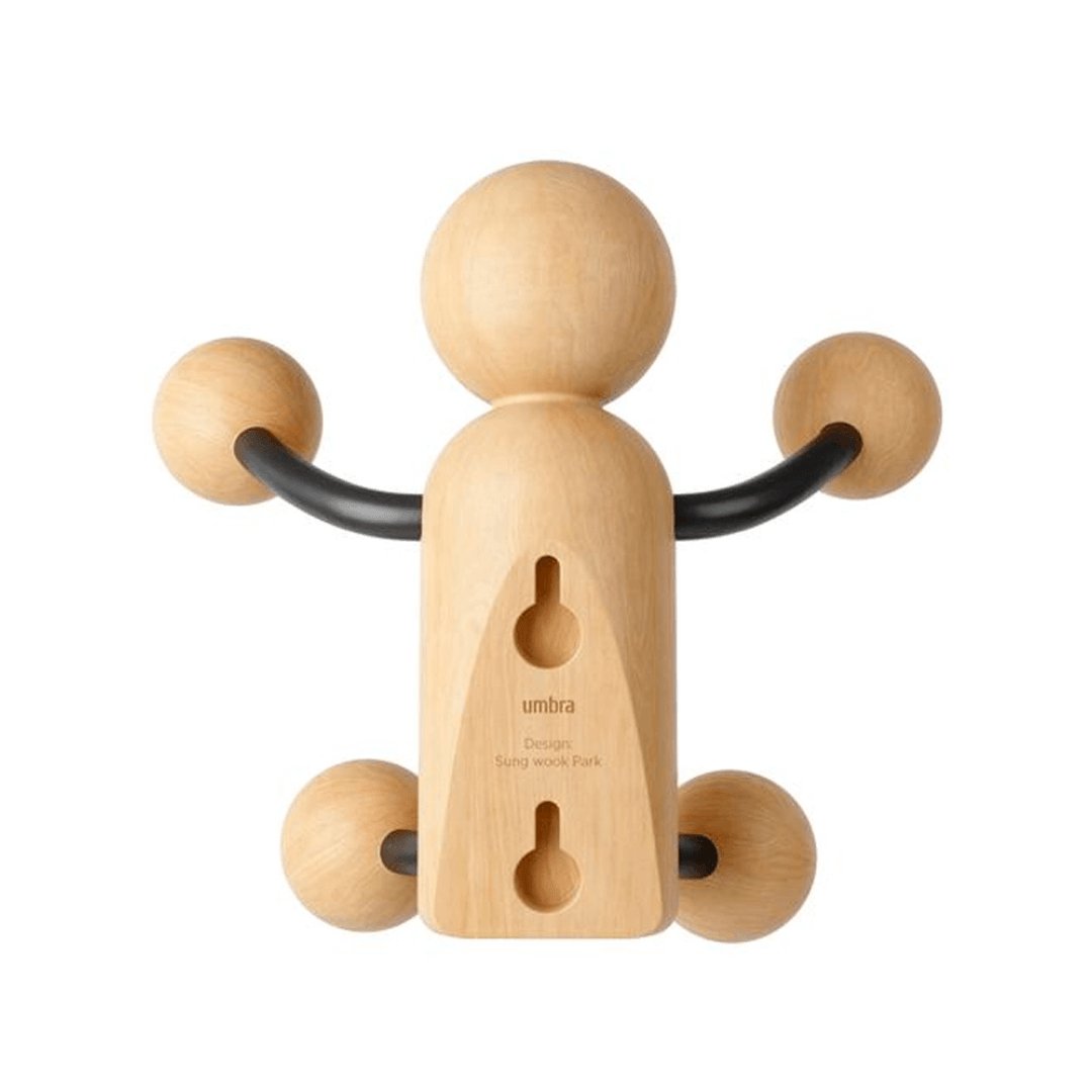 Gancho de Parede Woody Madeira Clara Natural 4 Pontos Umbra - Ela Decora