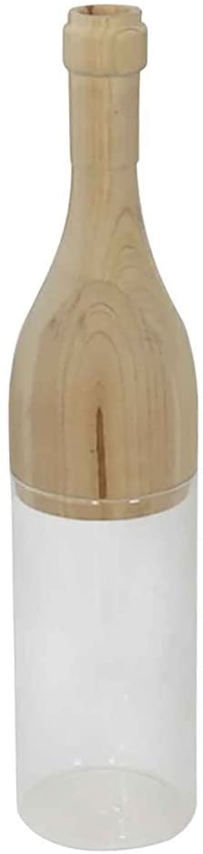 Garrafa Porta Rolhas de Vinho Decorativa de Madeira e Vidro - Ela Decora