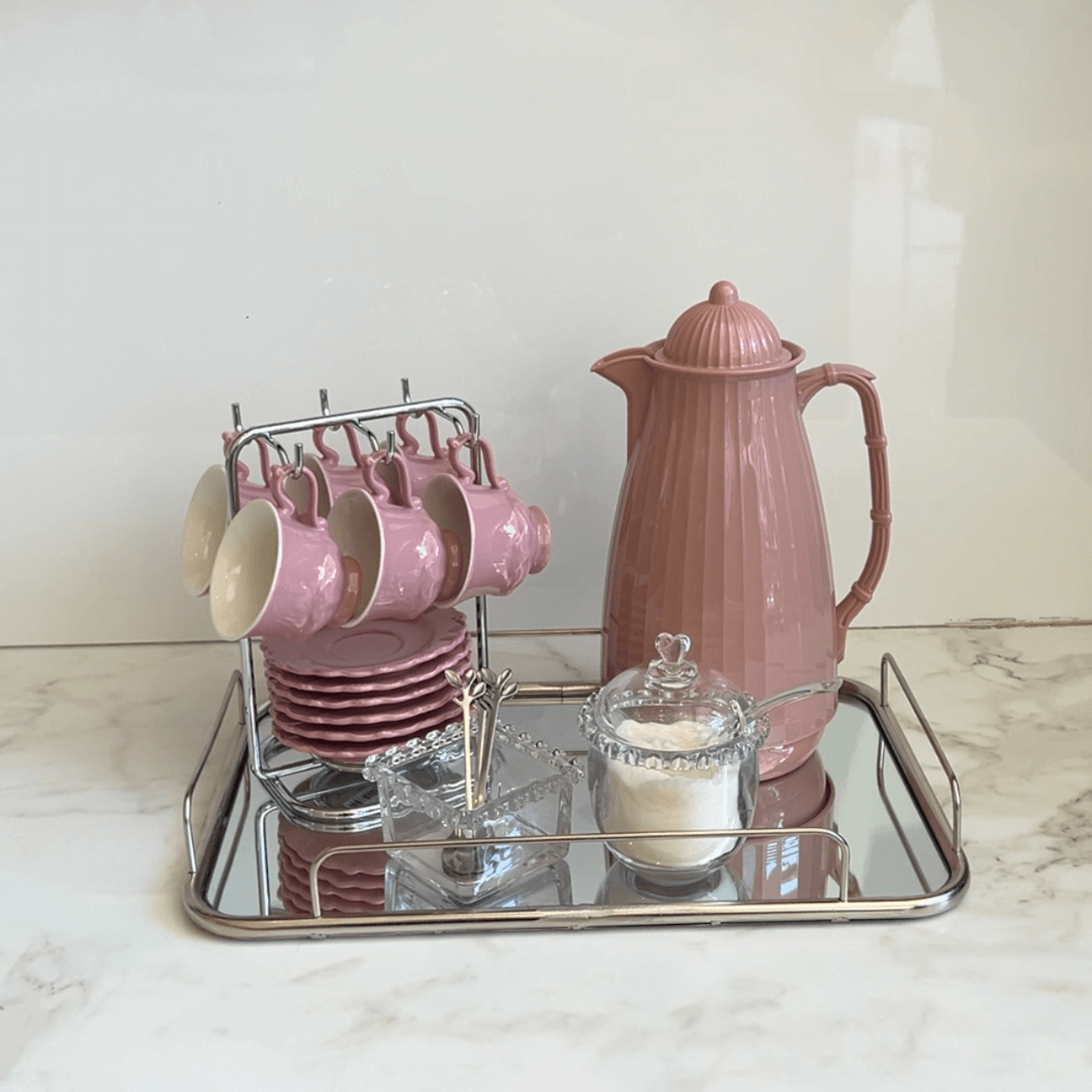 Garrafa Térmica de Plástico Bambu Rosa 1 Litro - Ela Decora