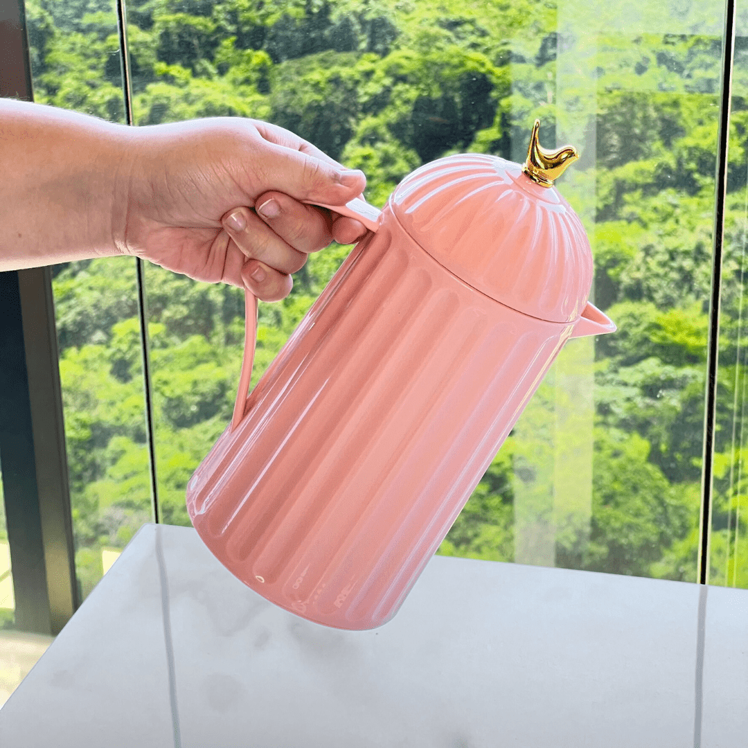 Garrafa Térmica de Plástico Bird Rosa 600ml - Ela Decora