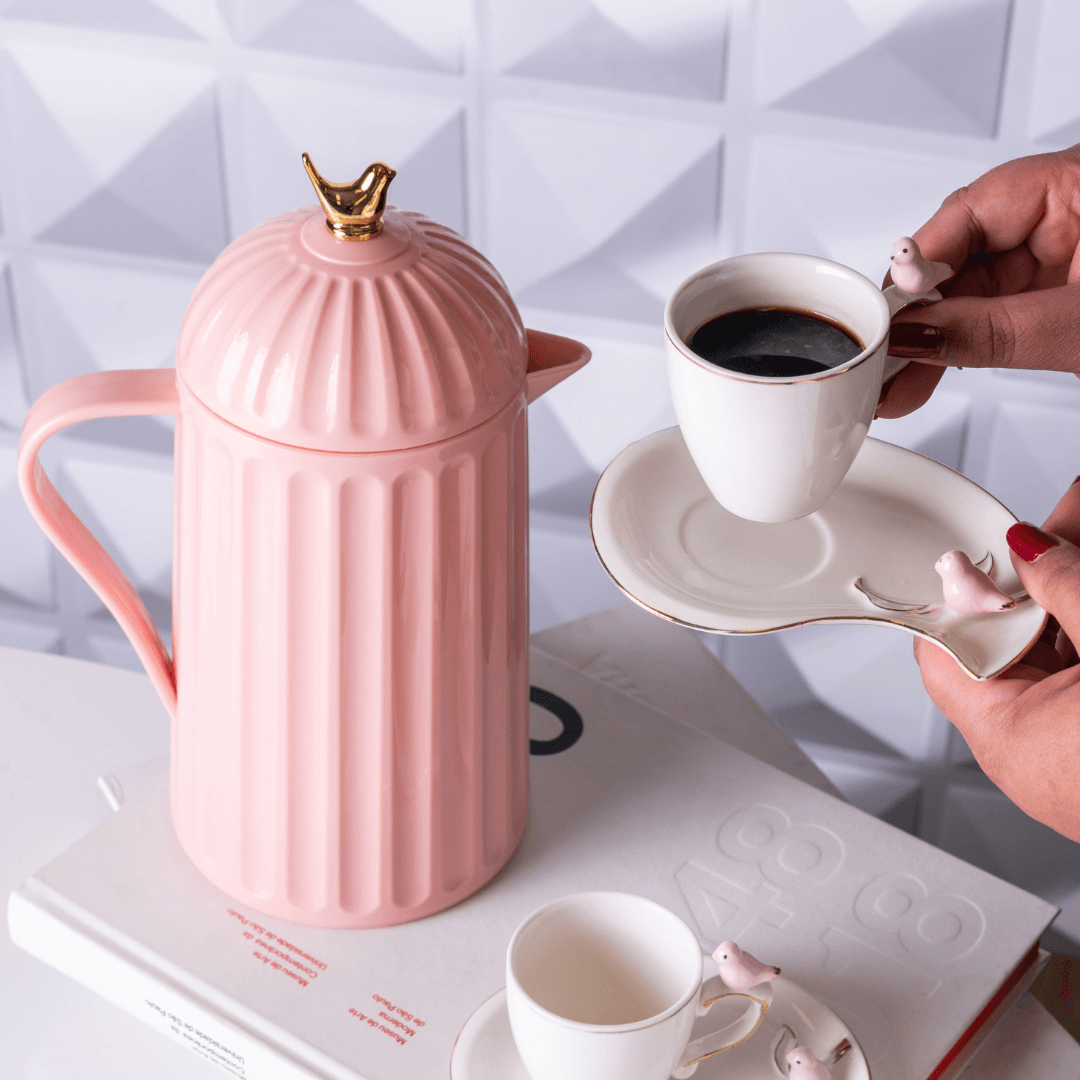 Garrafa Térmica de Plástico Bird Rosa 600ml - Ela Decora