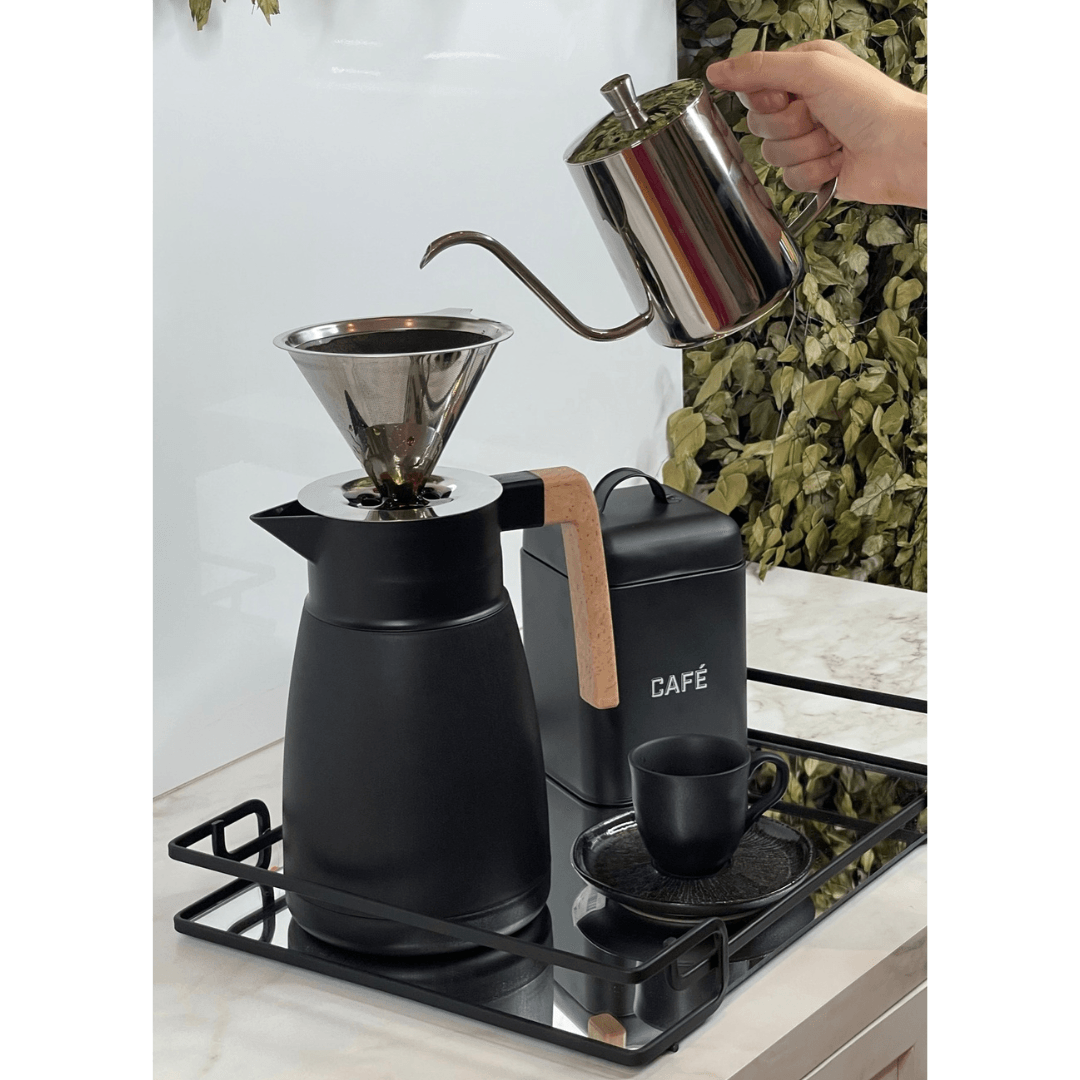 Garrafa Térmica de Plástico Organic Preta 1 Litro - Ela Decora