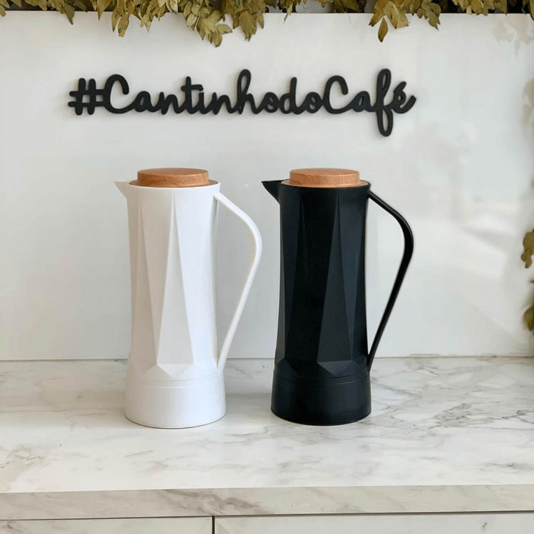 Garrafa Térmica de Plástico Queen Preta 1 Litro - Ela Decora