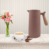 Garrafa Térmica Nórdica com Cabo de Madeira Rose - Ela Decora