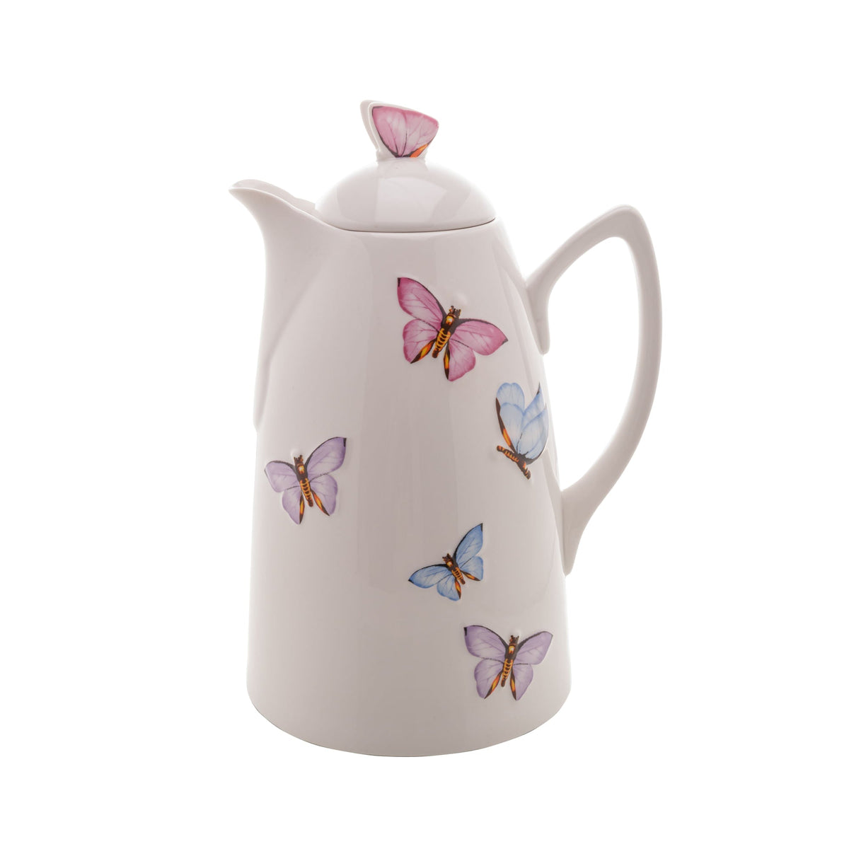 Garrafa Térmica Porcelana Borboletas Branca 900ml - Ela Decora