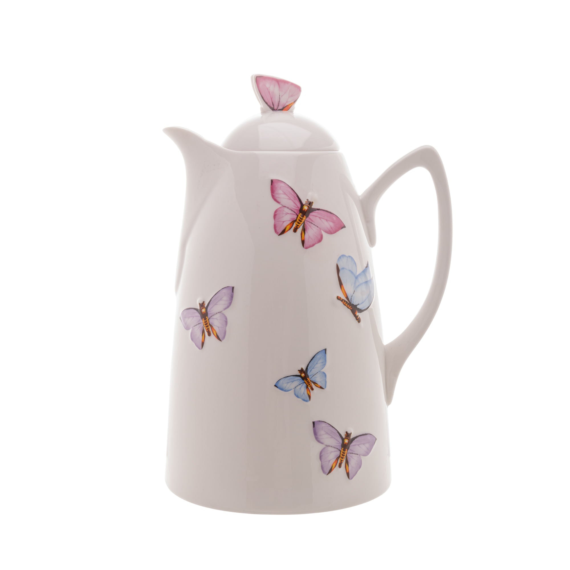 Garrafa Térmica Porcelana Borboletas Branca 900ml - Ela Decora