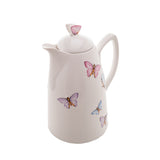 Garrafa Térmica Porcelana Borboletas Branca 900ml - Ela Decora