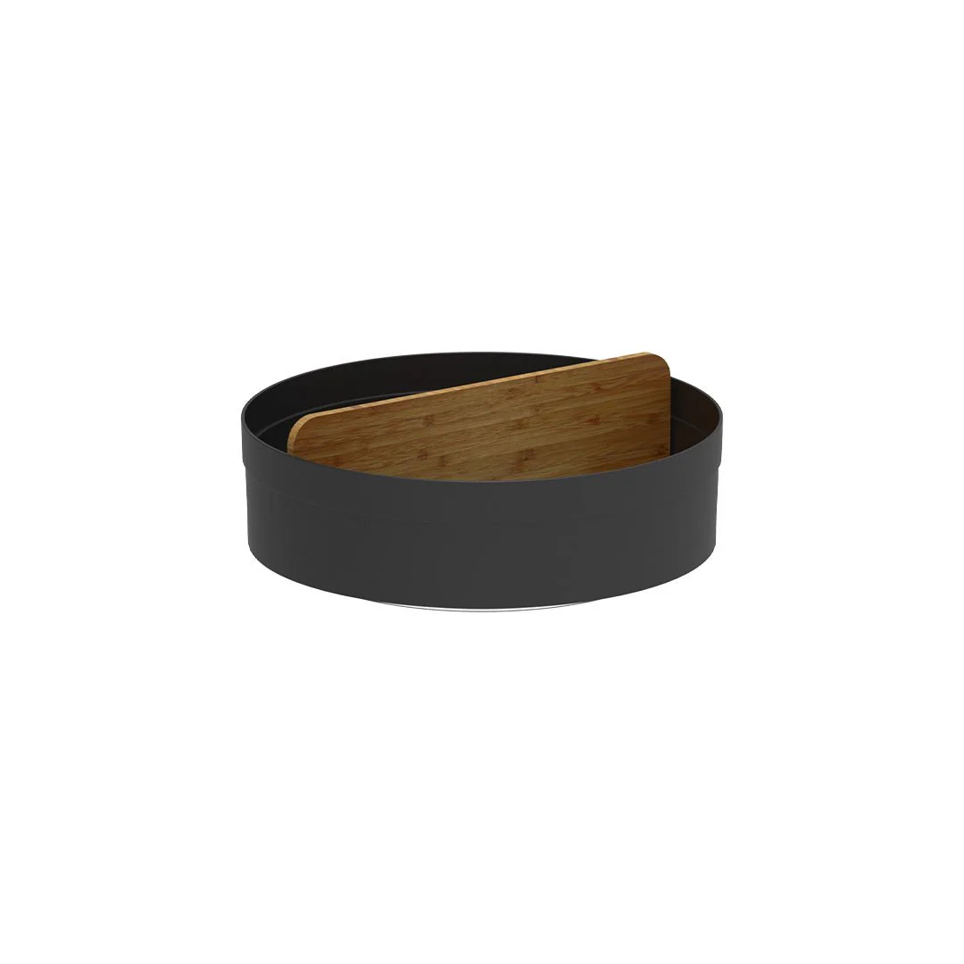 Organziador Giratório Lume com Divisória de Bambu Preto 25,5cm
