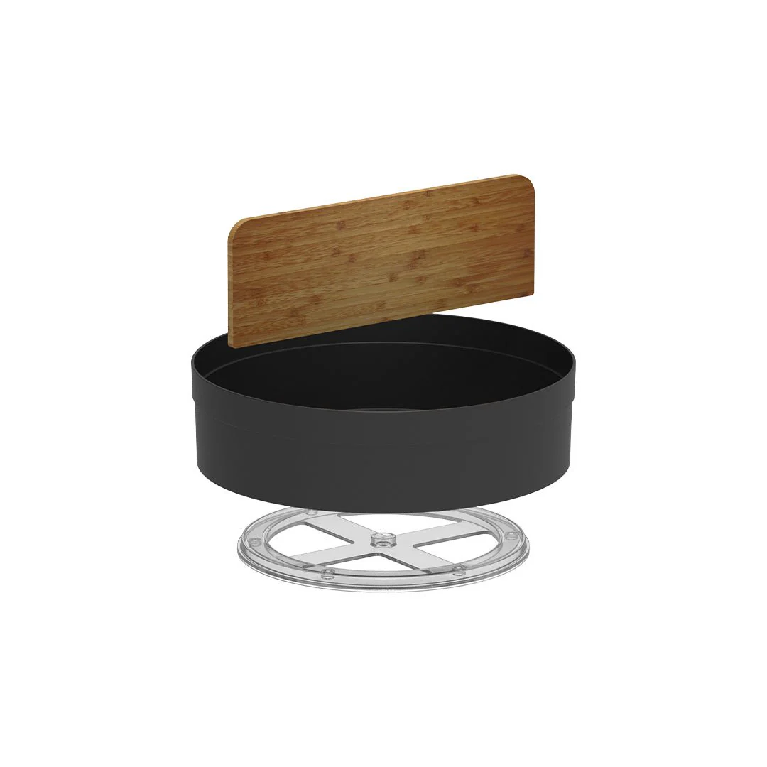 Organziador Giratório Lume com Divisória de Bambu Preto 25,5cm