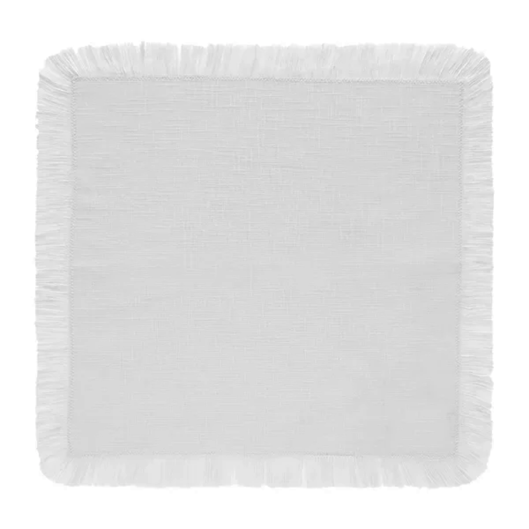 Guardanapo com Franja Coloratta Branco 45cm x 45cm - Ela Decora