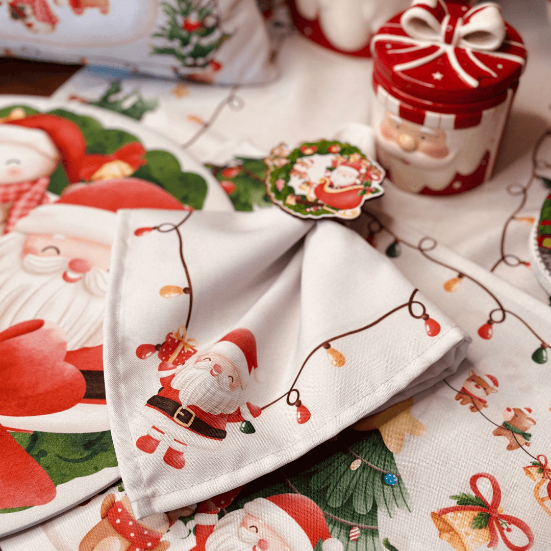 Guardanapo de Algodão Estampado Infantil Natal 45cm - Ela Decora