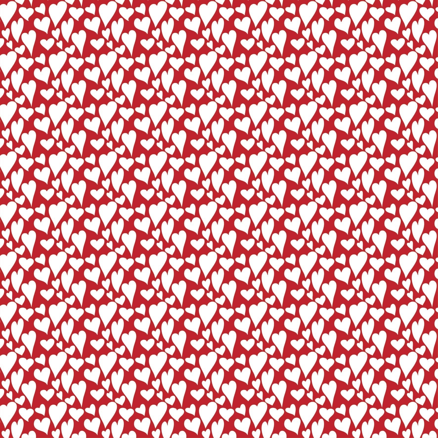 Guardanapo de Algodão Micro Estampado Corações Branco 45cm - Ela Decora