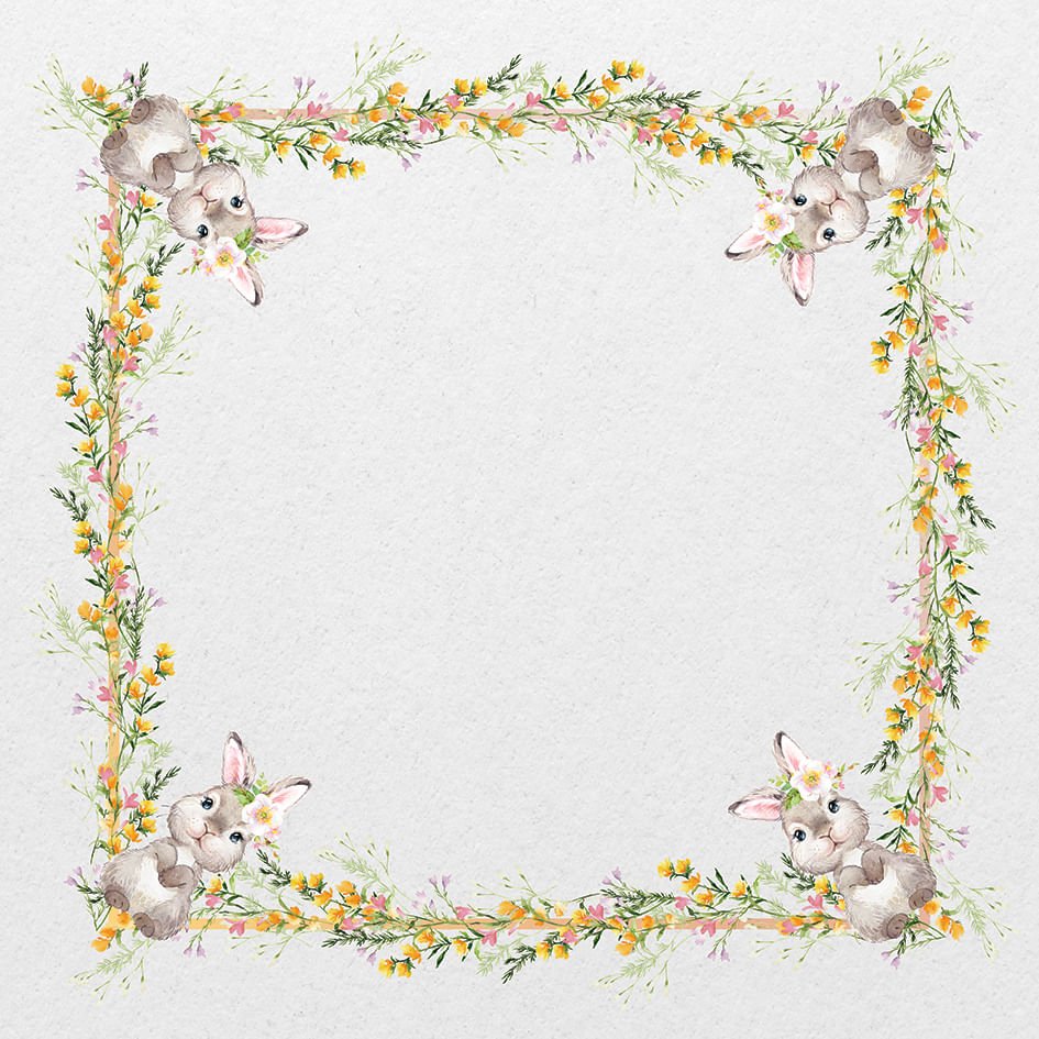 Guardanapo Estampado Floral Páscoa Coelho 45cm - Ela Decora