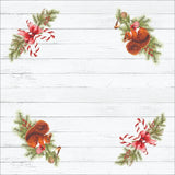 Guardanapo Estampado Natal Esquilo Branco 45cm - Ela Decora