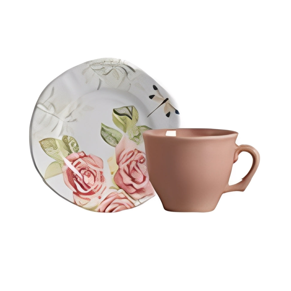 Jogo 6 Xicaras de Café com Pires Jardim Encantado 100ml