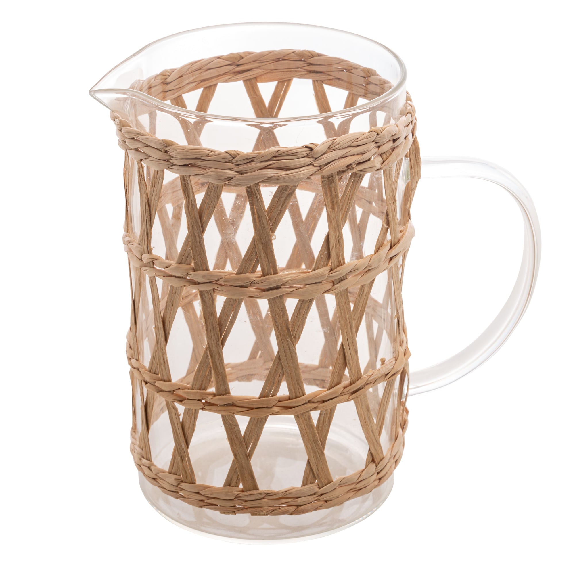 Jarra de Vidro e Fibra Natural 1 Litros - Ela Decora
