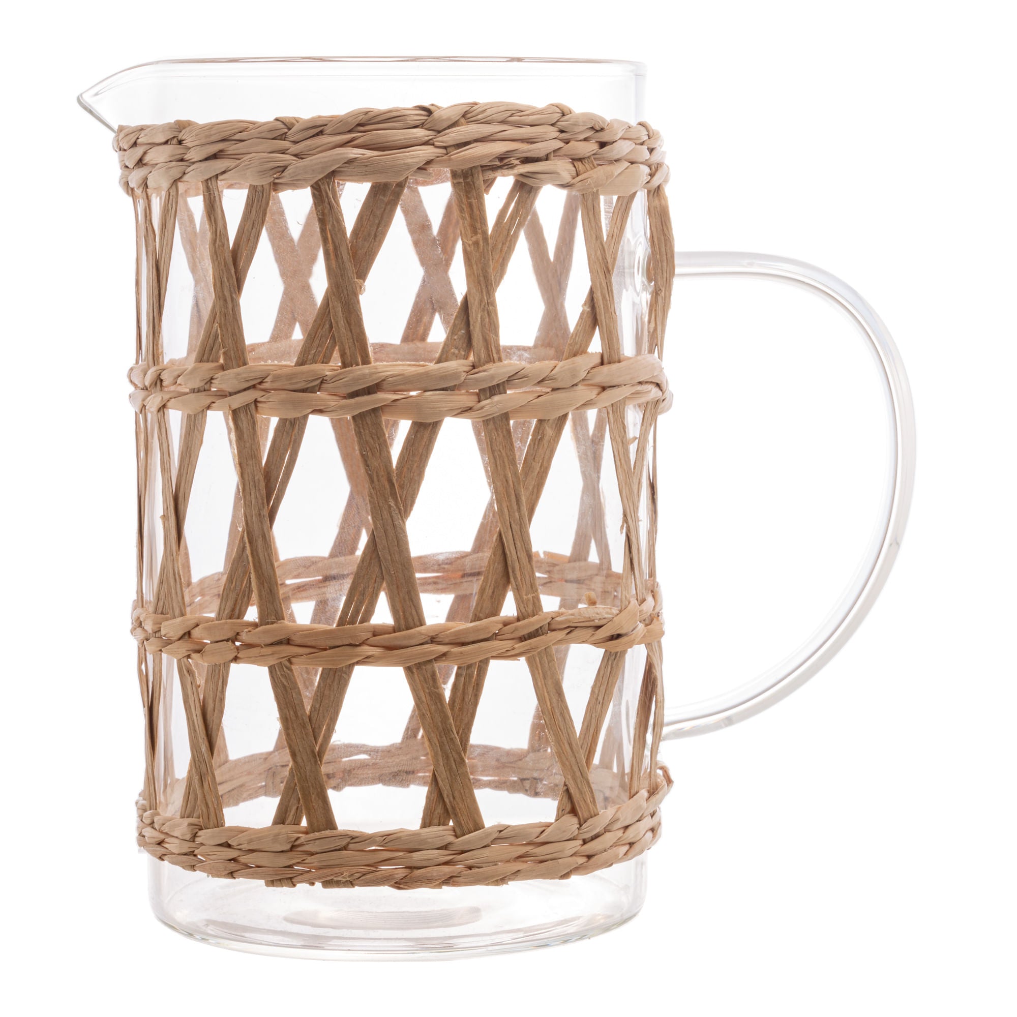 Jarra de Vidro e Fibra Natural 1 Litros - Ela Decora