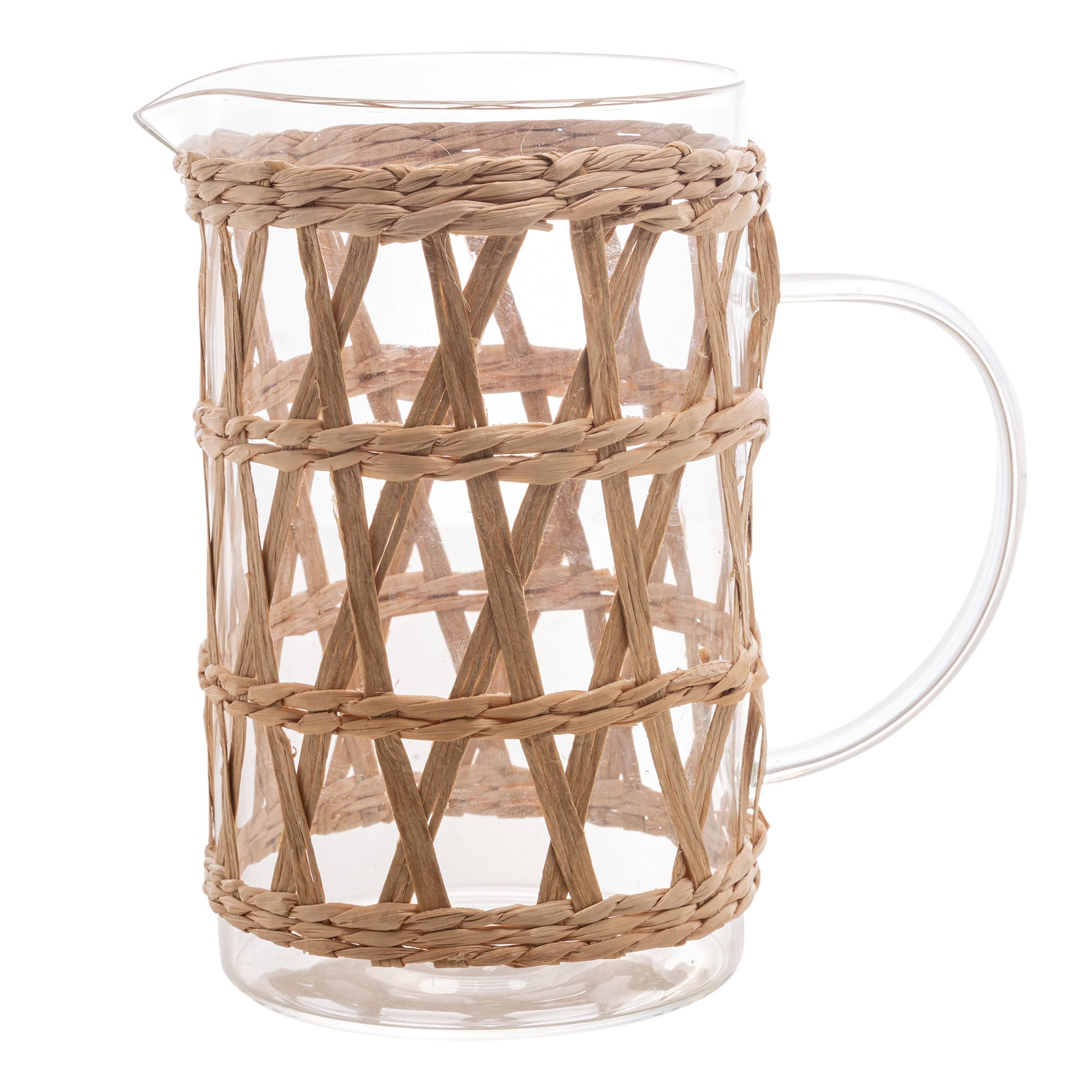 Jarra de Vidro e Fibra Natural 1 Litros - Ela Decora