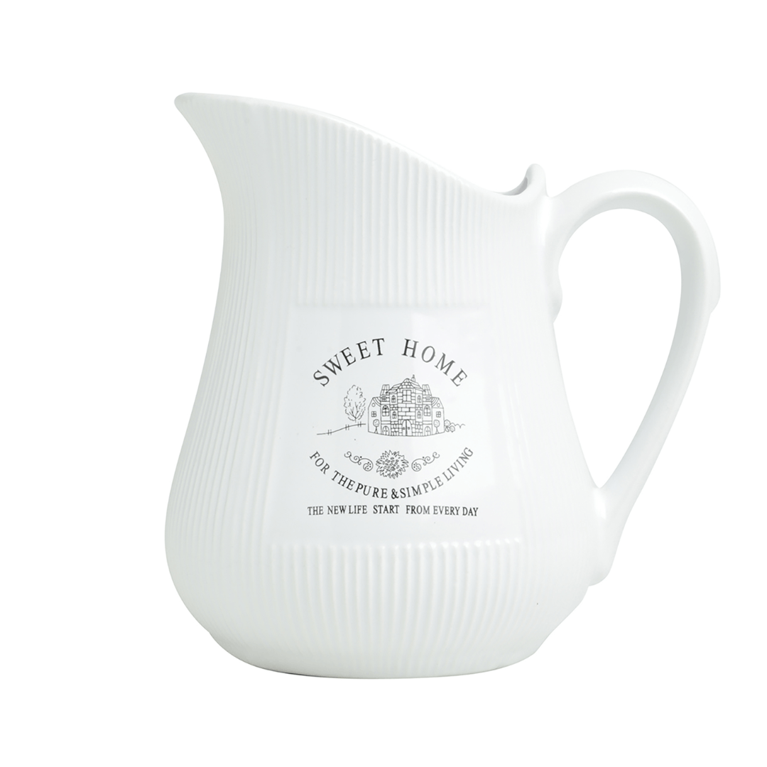 Jarra Sweet Home de Cerâmica Branca 500ml - Ela Decora