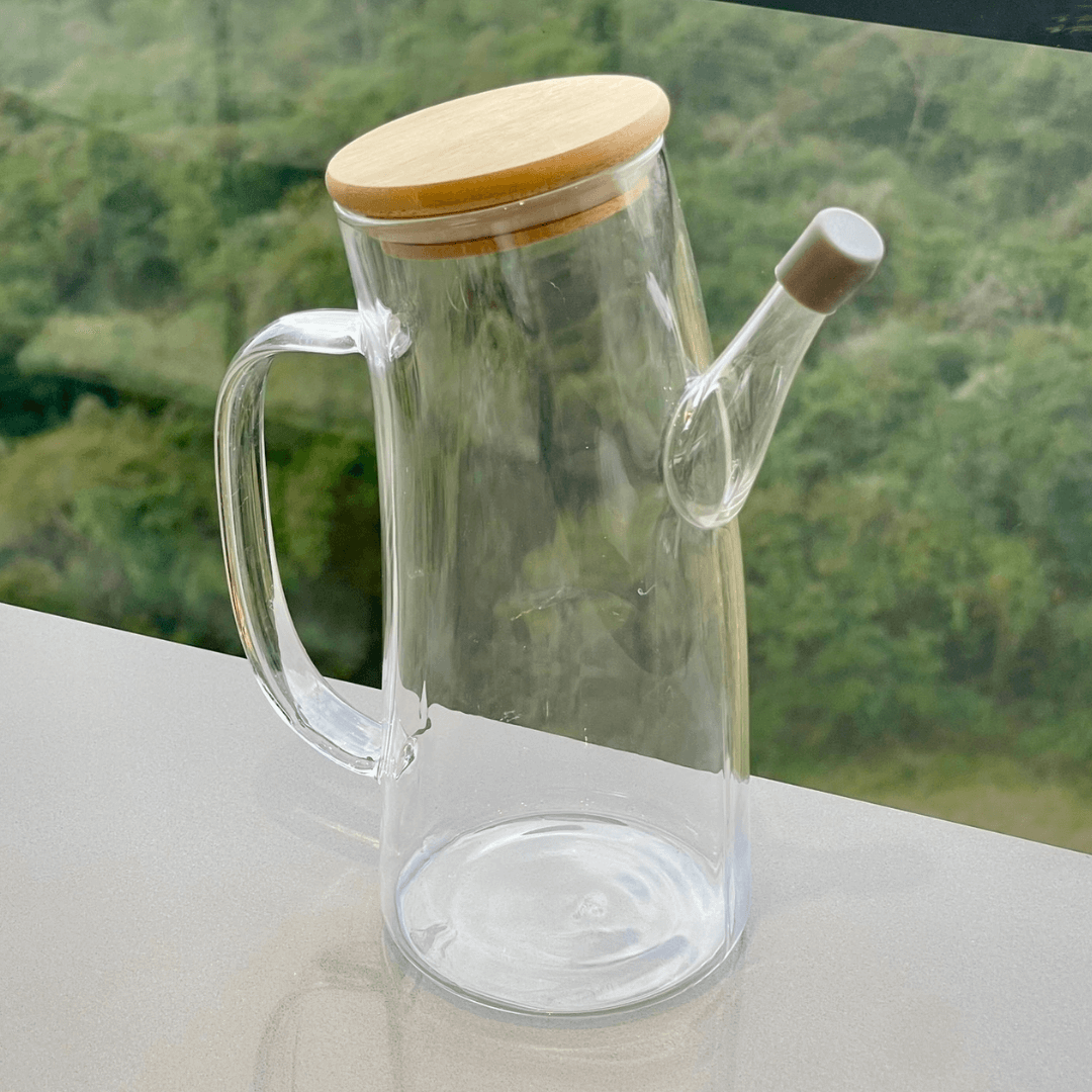 Galheteiro em Vidro com Tampa de Bambu 750ml