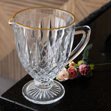Jarra vidro com fio dourado e padrão geométrico entalhado