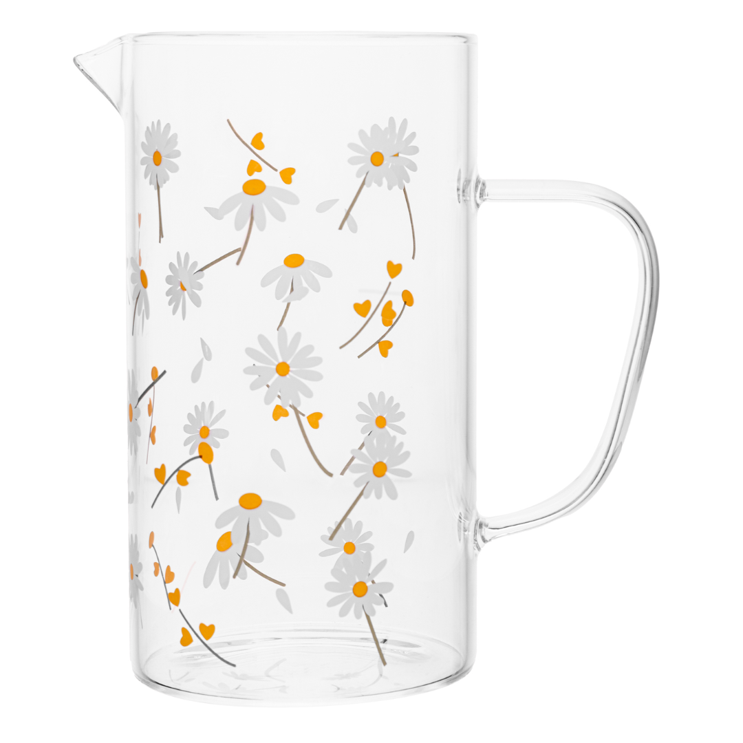 Jarra 1,2 litros com alça ergonômica e padrão floral minimalista