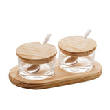 Jogo 2 Açucareiros com Suporte de Madeira Pinus 24cm - Ela Decora
