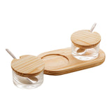 Jogo 2 Açucareiros com Suporte de Madeira Pinus 24cm - Ela Decora