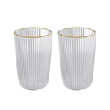 Jogo 2 Copos Altos de Vidro Lines com Fio de Ouro 450ml - Ela Decora