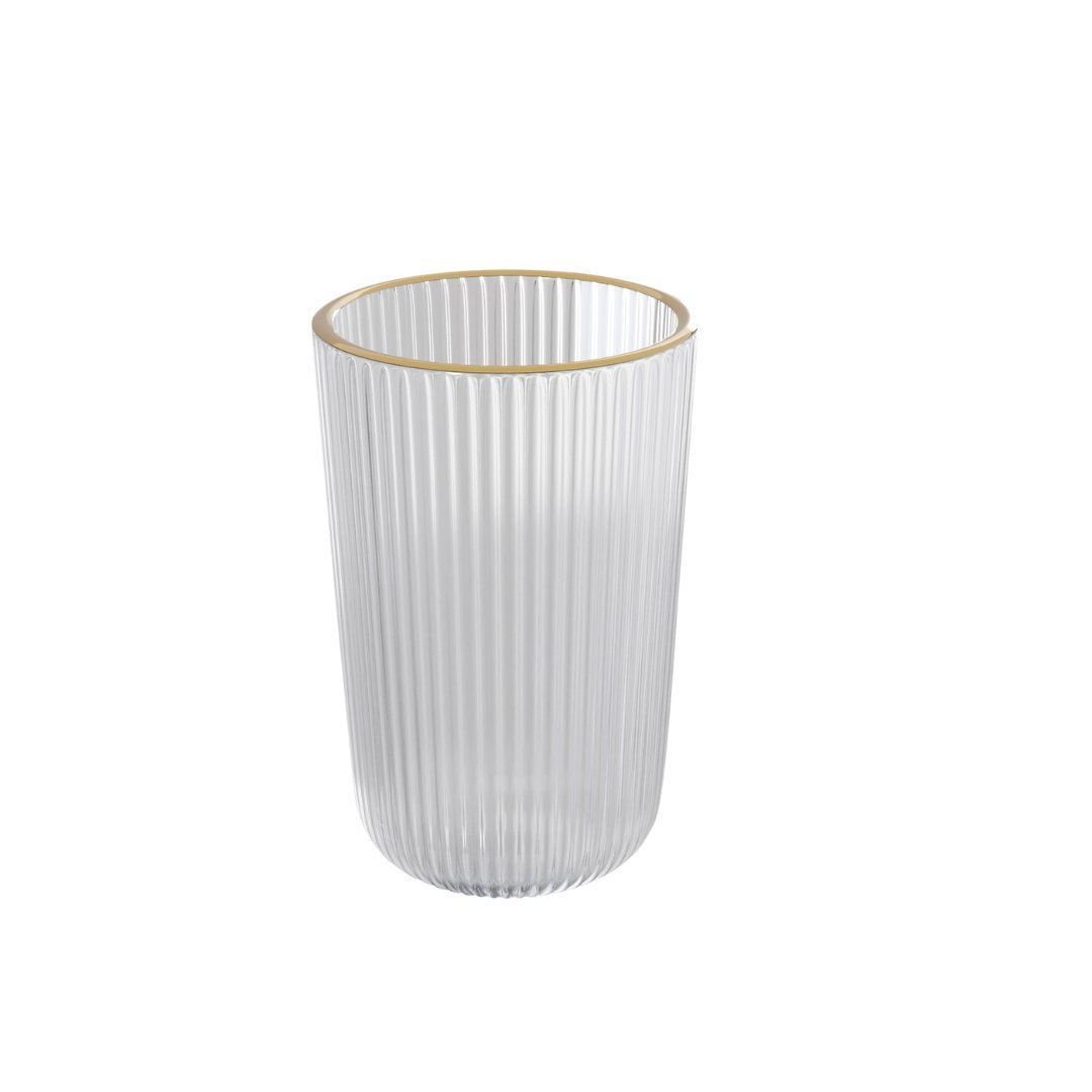 Jogo 2 Copos Altos de Vidro Lines com Fio de Ouro 450ml - Ela Decora