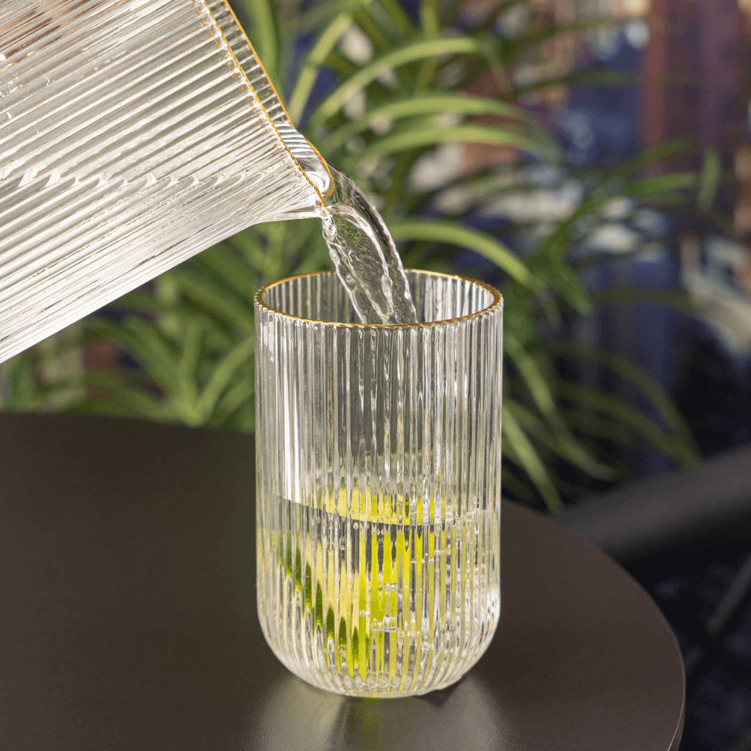 Jogo 2 Copos Altos de Vidro Lines com Fio de Ouro 450ml - Ela Decora